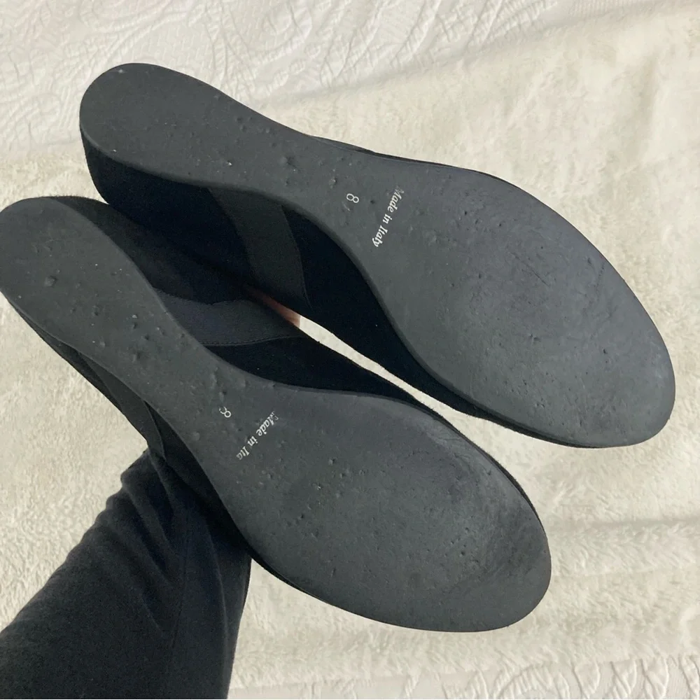 Aquatalia Black Suede Wedge Mary Janes
